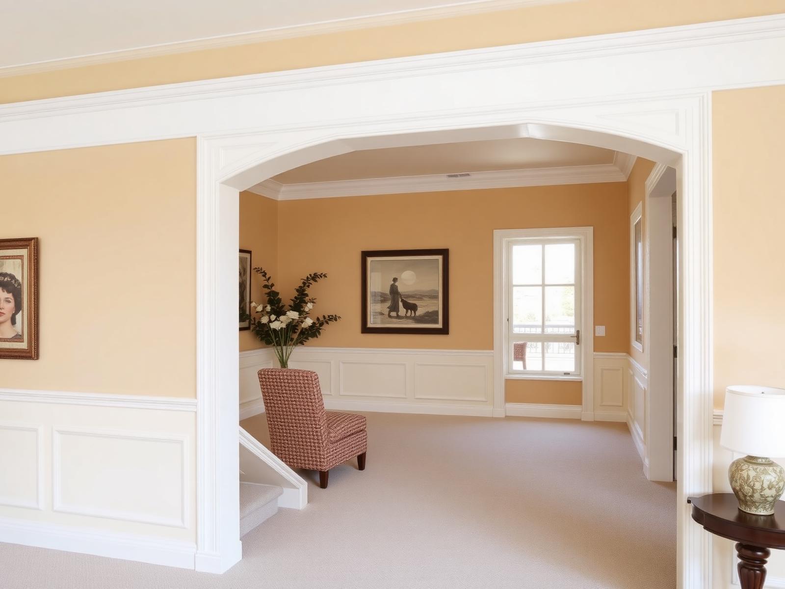 Freshly painted Austin home interior with crisp white trim and warm neutral walls